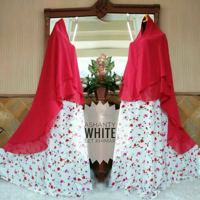 (LD 120) GAMIS PUTIH JUMBO XXL FIT XXXL ASHANTY SET JILBAB SYARI INSTAN  CERUTY