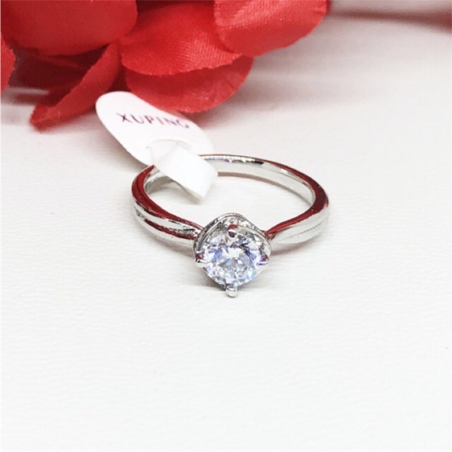 Cincin Xuping Asli Premium Solitaire Kelopak Bunga Bawah Putar Lapis Emas - BR443