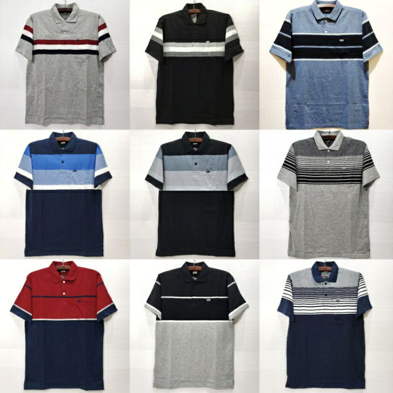Kaos Kerah Premium Salur Pria Dewasa OCEAN BEACH Lengan Pendek Size M L XL