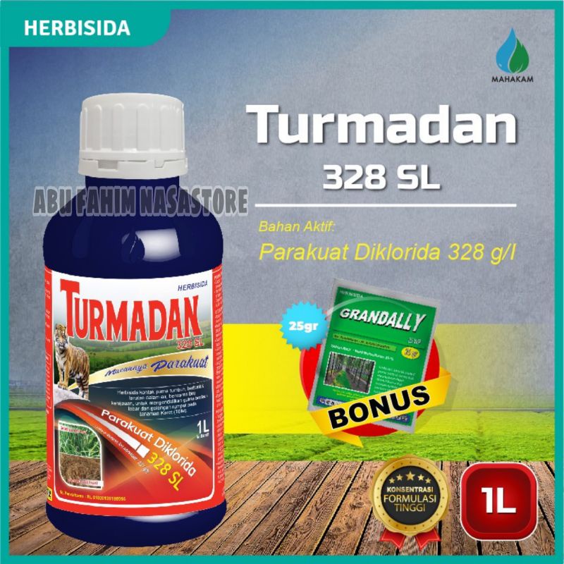 RACUN RUMPUT TURMADAN 328 SL 1 LITER / PARAQUAT DIKLORIDA 328 g/l HERBISIDA PESTIDISA LANGSUNG MATI