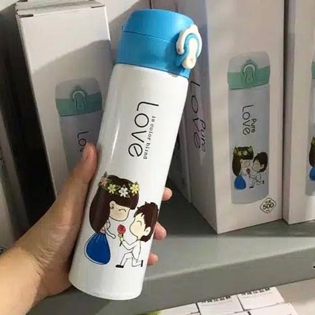 Termos Botol Kartun Love Tahan Panas Kapasitas 500 ml