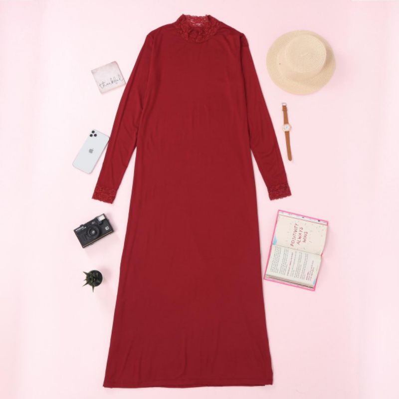 gamis renda lengan panjang