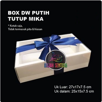 

BOX DW KUE KERING SOUVENIR IVORY PUTIH + TUTUP MIKA 27x17x7.5 cm