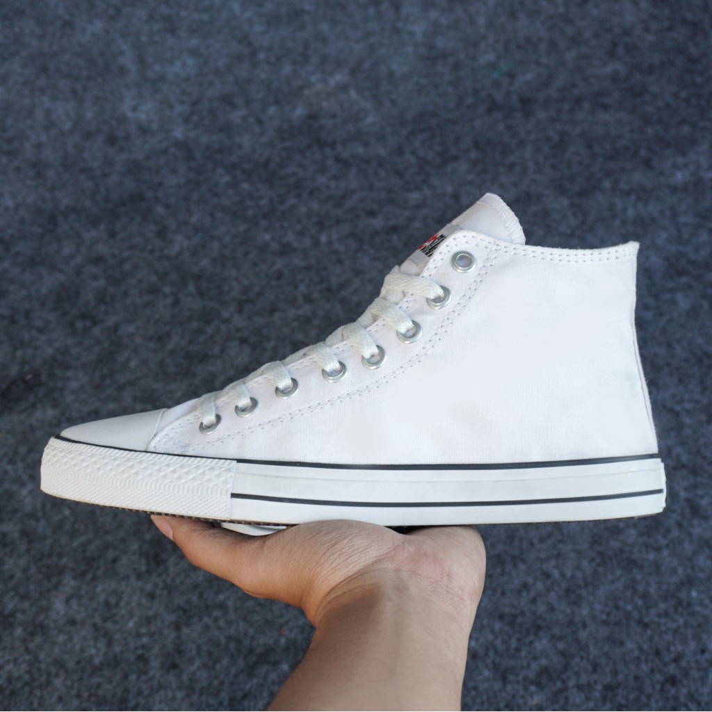 BISA COD !! SEPATU PRIA CASUAL SNEAKERS CONVERSE HIGH CLASIC PUTIH LIS HITAMSEPATU PRIA / WANITA