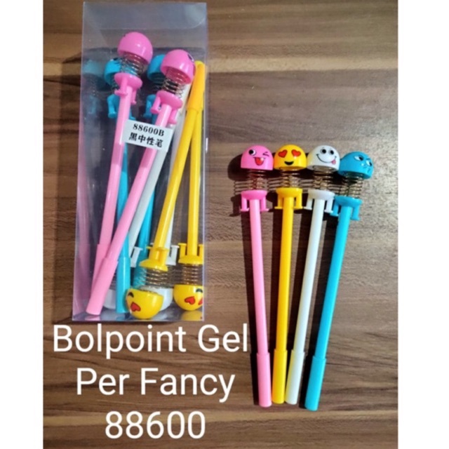 

(Harga 1 lusin = 12pc) Spring Doll Pen, bolpen kepala per, ballpoint per karakter emoticon warna