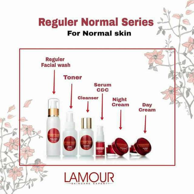 Normal Reguler series LAMOUR Skincare untuk kulit wajah flek dan kusam FREE Pouch