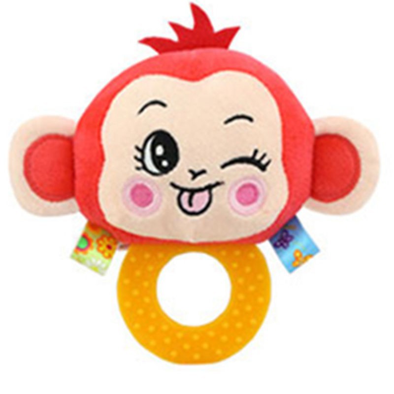 Rattle Teether Kepala Hewan Happy Monkey Mainan Bayi