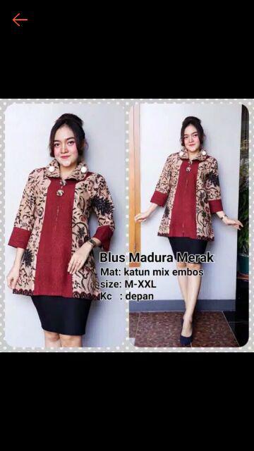 Blus Madura Merak Lj Batik Solo Seragaman Kerja Kantor Casual Formal Atasan Blouse
