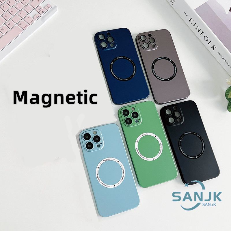Magnetic Carbon Fiber Phone Case for Case iPhone 11 Pro MAX 12Pro MAX 13 Pro MAX Pop-Up PC Hard Shell Lens Cover Full Coverage Shockproof Protection