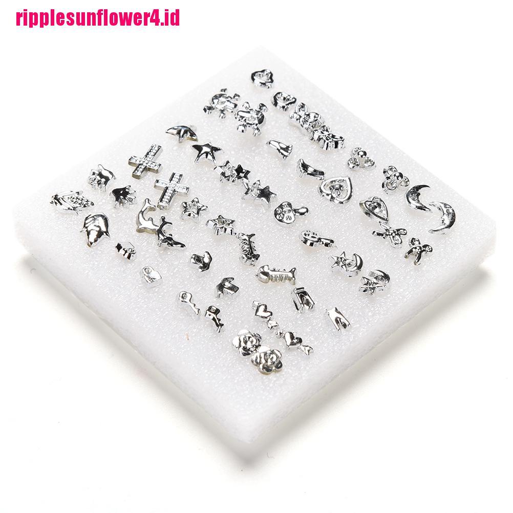 24 Pasang Anting Tusuk Bahan Plastik Lapis Silver