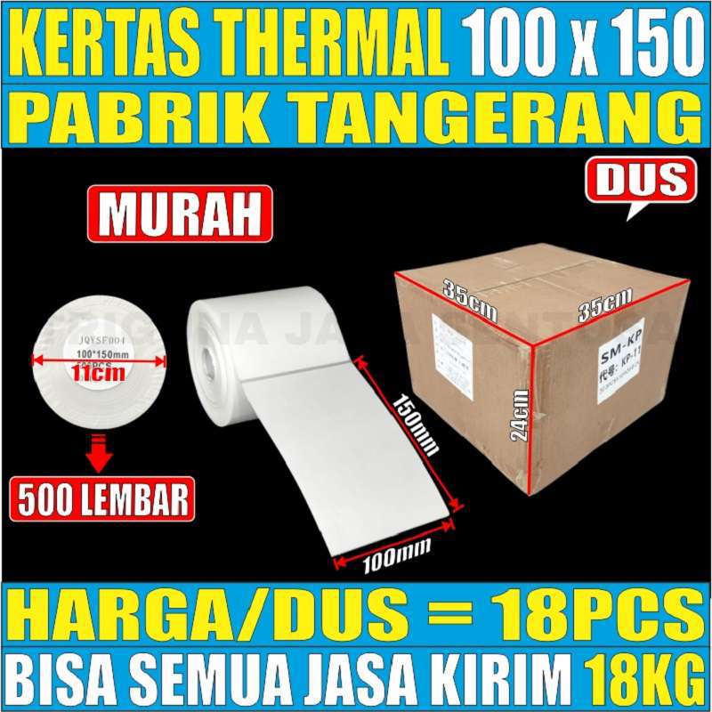 Kertas Thermal A6 100x150mm Resi Label Barcode Bersih Tebal Per dus Semua Js Krm