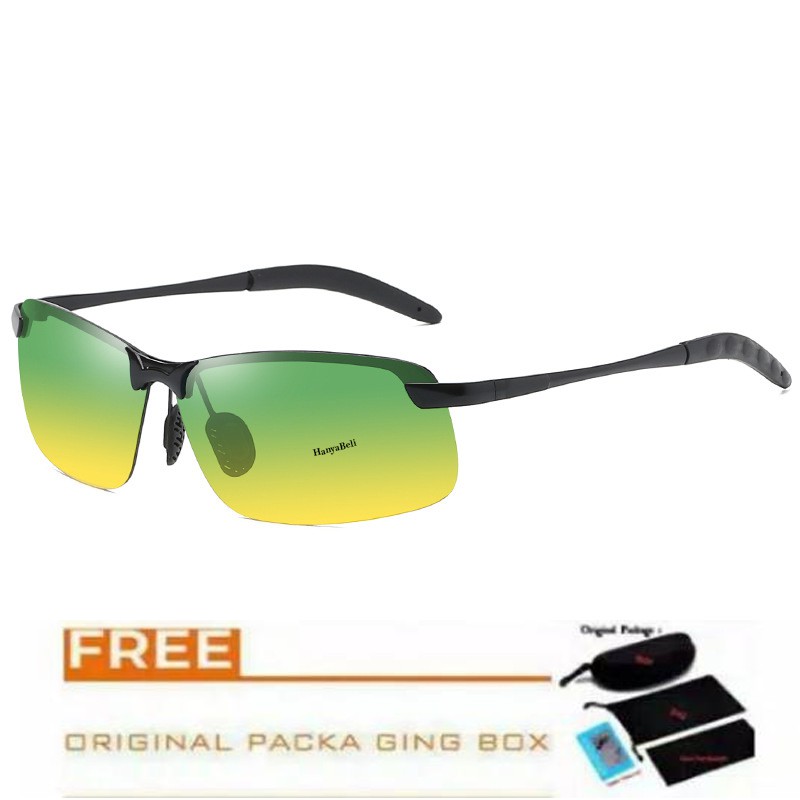 Kacamata GreenYellow Day Night Vision UV400 Polarized Anti Silau Siang Dan Malam