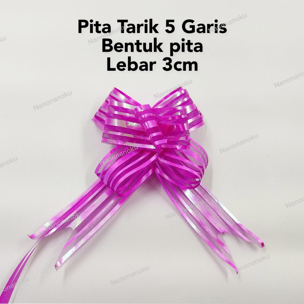 

[10 pcs/warna] Pita Tarik 30 mm 5 Garis Pita Serut Bentuk PITA