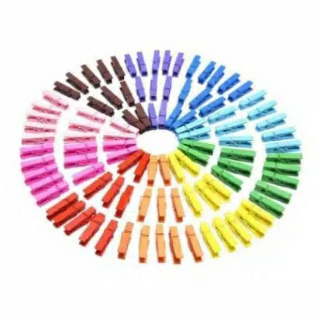 Satuan Wooden Clip Jepit Foto Rainbow