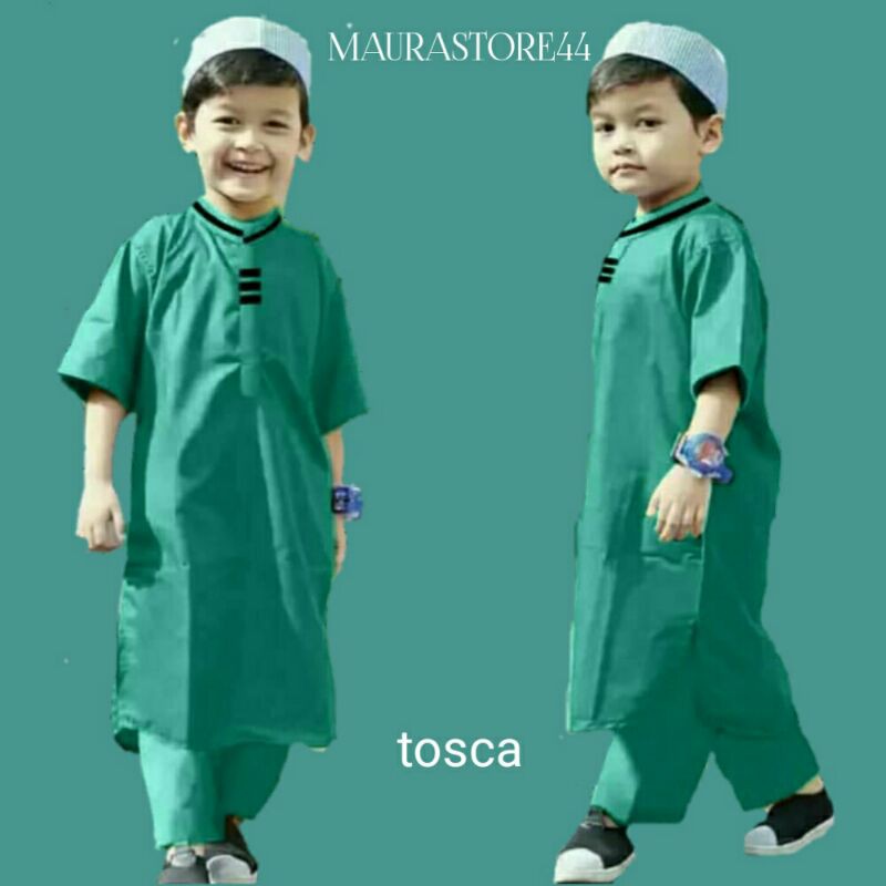 Baju Koko Anak Laki Laki Hijau Tosca