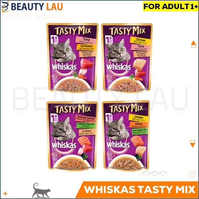 WHISKAS TASTY MIX  POUCH 70GR CAT WET FOOD ADULT MAKANAN BASAH KUCING MURAH