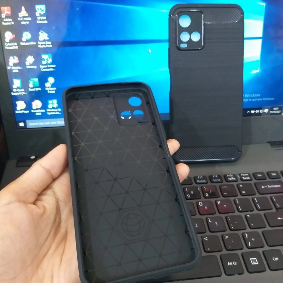 VIVO Y35 Y33T Y33S Y15S Y01 CASE SOFTCASE IPAKY CARBON SOFT BLACK KARBON SILIKON HITAM FULL BLACK CASING COVER VIVO Y15S VIVO Y01