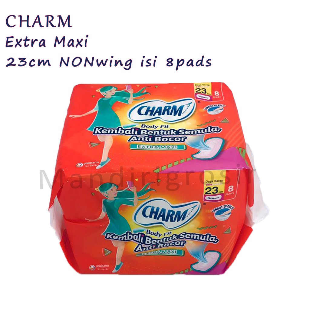 Charm Pembalut Extra Maxi * Non Wing 23cm * 8pads