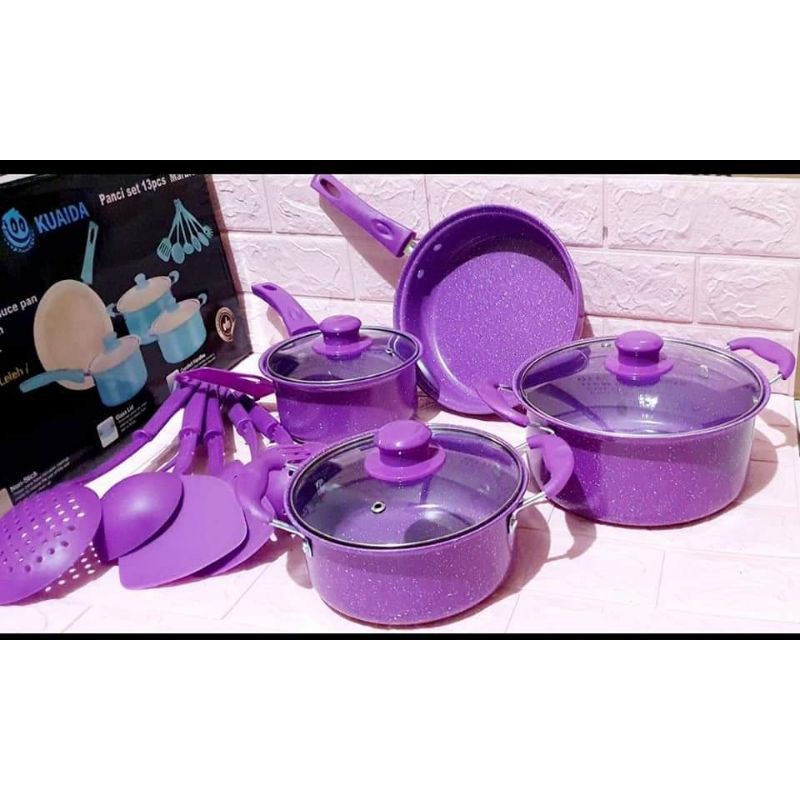 ORANGE cookware panci set 13pcs purple /MARBLE termurah