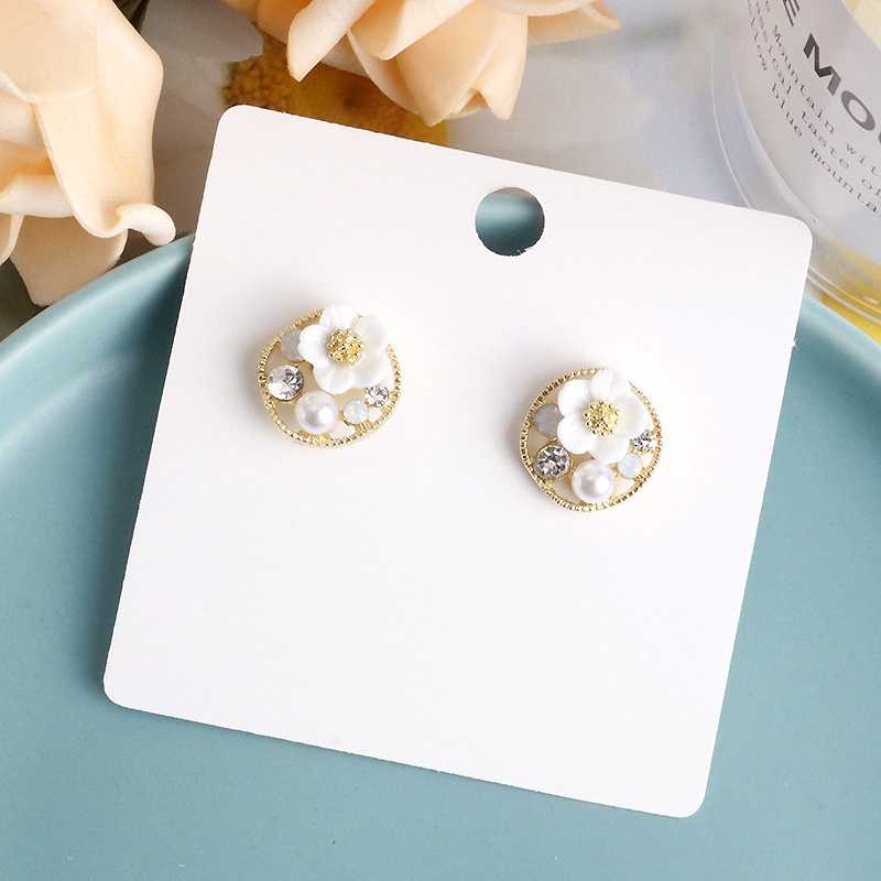 Anting 925 Silver Needle Bentuk Bunga Aksen Berlian Zircon Gaya Jepang Korea Untuk Wanita