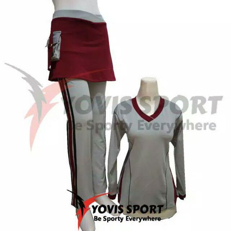 Baju Setelan Senam Olahraga Jogging Santai Casual Kaos Tebal Training Rok Saku Bagus Lengan Panjang