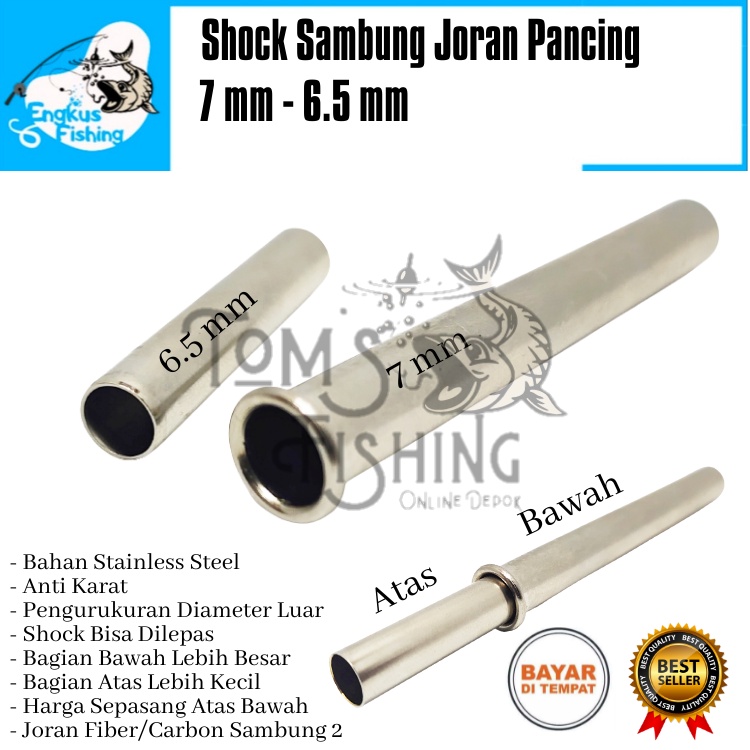 Shock Sok Sambung Joran Fiber / Carbon Stainless Steel (3.5mm - 10mm) Sepasang Anti Karat - Engkus Fishing