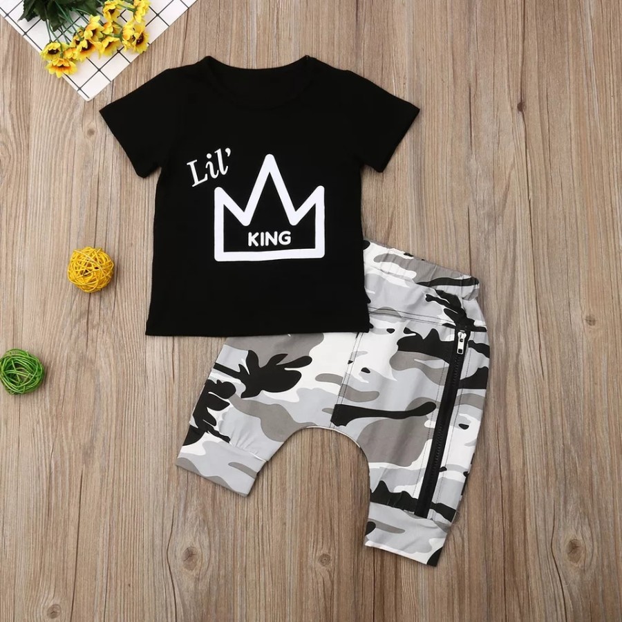 baju bayi setelan lil king celana abri loreng-loreng for baby