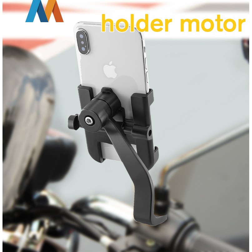 Mukava Holder HP Motor Handphone Holder Handle Bar Metal Sepeda Holder Universal Holder