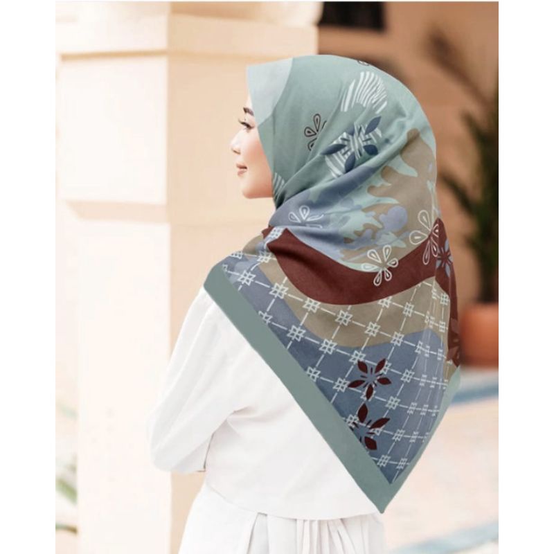 Terbaru  Hijab Voal Segiempat Motif Dalmi Hijau Mint Kerudung Segiempat Motif Jilbab Voal