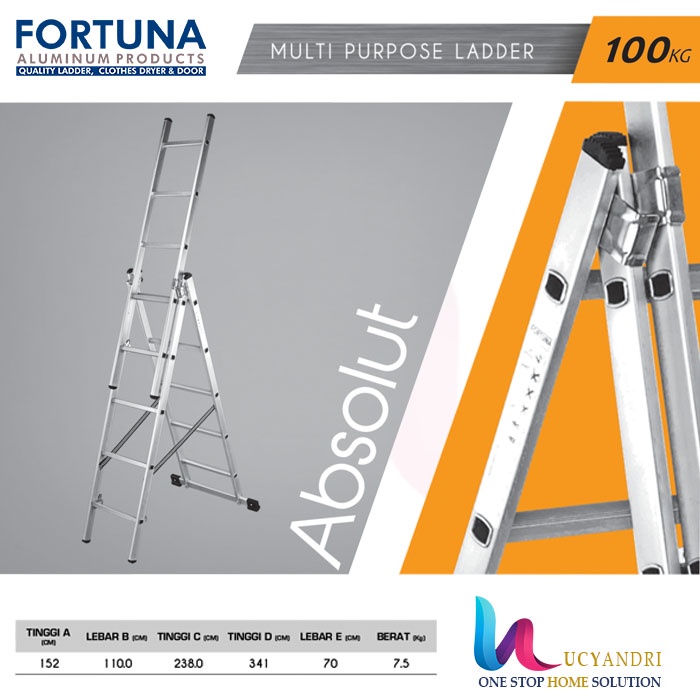 Tangga Lipat Multipurpose ALUMINIUM PREMIUM ABSOLUT 152 CM