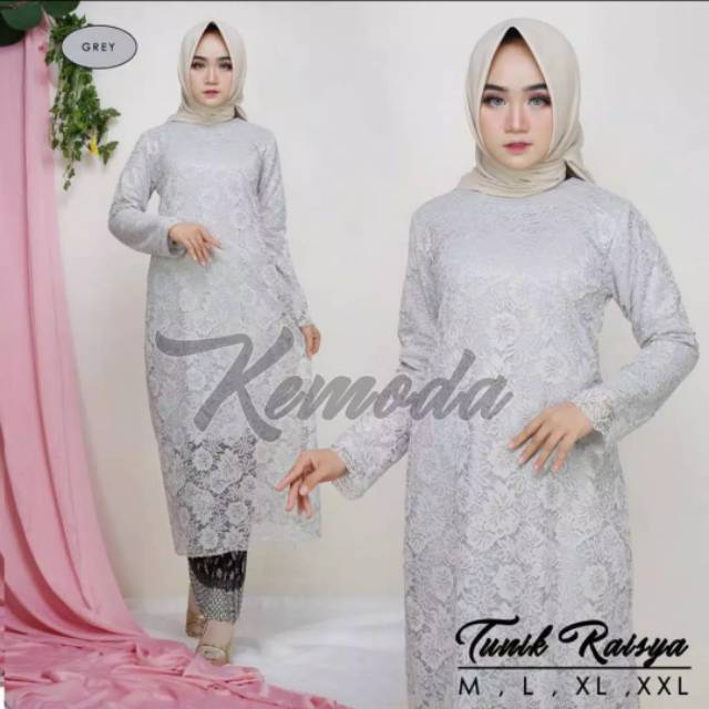 Baju Kebaya Brokat Tunik Lengan Panjang Kebaya Dres Tunik Modern Atasan Kebaya Brukat Polos Kebaya T