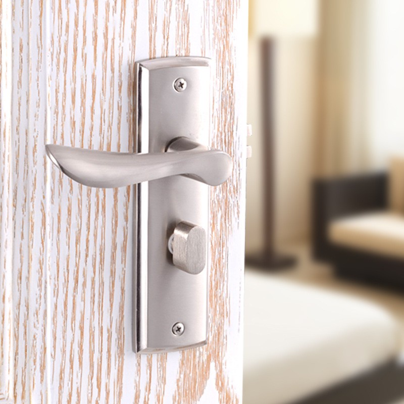 Gagang pintu body kunci 50mm 1 set siap pasang, silver premium anti karat elegan lock door