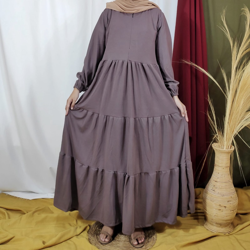 Gamis Wanita BUSUI Lengan Panjang Fashion Muslim Diora Fit  L-XL Lingkar Dada 100cm Panjang 130cm