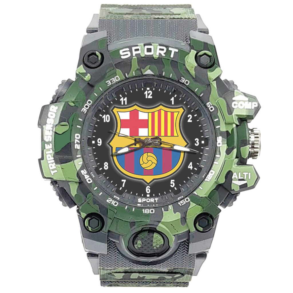 (ISTIMEWA BOSSQUE) JAM CUSTOM BARCELONA STRAP ARMY - 5 Warna