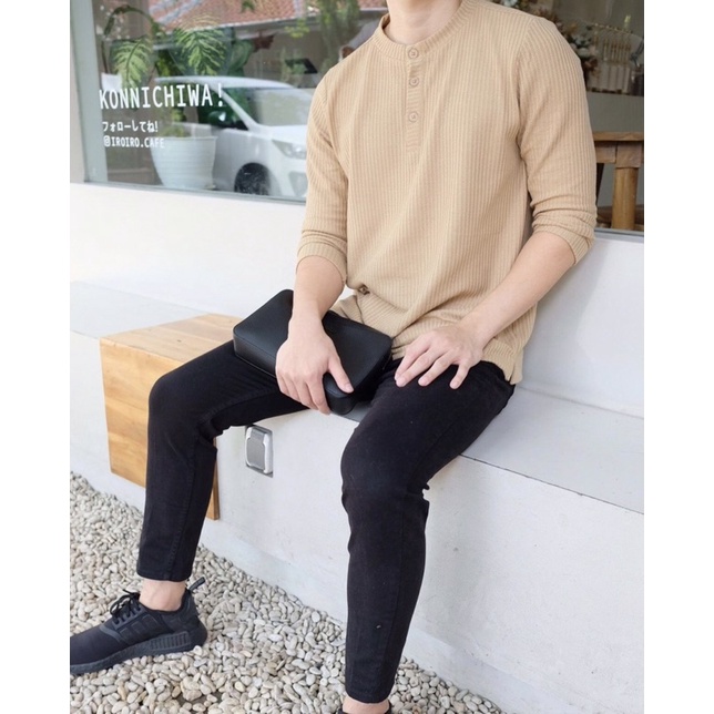 ASKE TOP - ATASAN TANGAN PANJANG PRIA - PREMIUM TOP KNIT KOREA - ATASAN PRIA COUPLE - WARNA PASTEL BROWN, IVORY, SAGE GREEN, ASH BLUE - ASH LILAC - S , M , L , XL