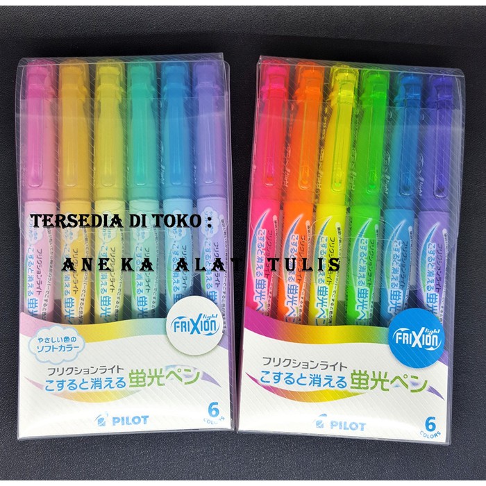 

Terbaru PILOT FRIXION LIGHT SET 6 / HIGHLIGHTER FRIXION SFL-60SL-6C - Warna Standard Diskon