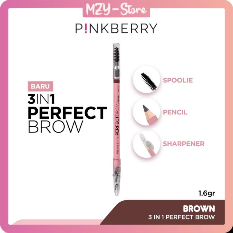 Pinkberry Perfect Brow 1.6 gr Black Perfect Brow Brown Eyebrow Pensil Alis Pink berry - ORIGINAL