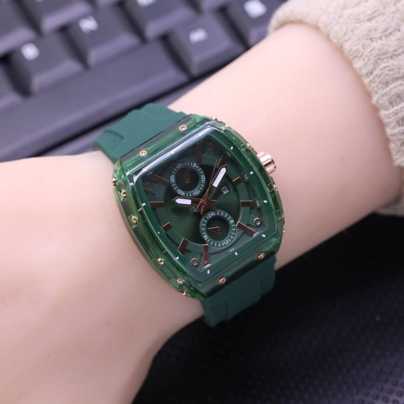 D.G.C COD Jam Tangan Wanita Pria  Rubber Strap Rubber Tanggal Aktif Mewah Premium Grade Tahan Air Strap G46