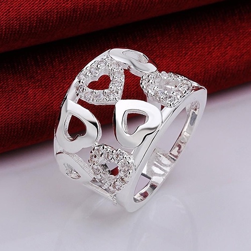 Hu Hu Hu Hu Hu Alat Bantu Pasang Kacamata♡ Cincin Lapis Sterling Silver 925 Model Hati Hollow Dengan Berlian Imitasi Untuk Wanita