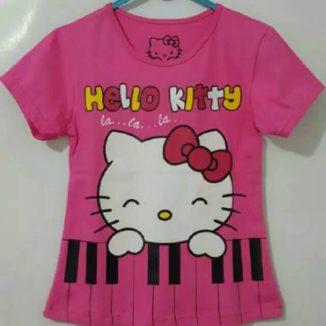 KAOS ANAK KARAKTER HELLO KITTY PIANO