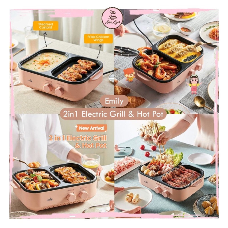 Emily 2in1 Electric Grill &amp; Hot Pot 1 Liter