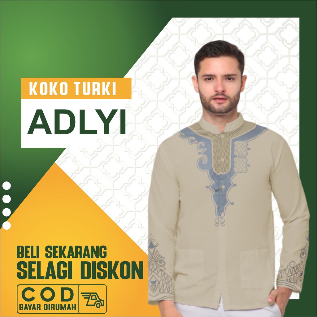 BAJU KOKO PRIA DEWASA KOKO TURKI ADLYI ATASAN MUSLIM PRIA KEMEJA KOKO LENGAN PANJANG KEKINIAN