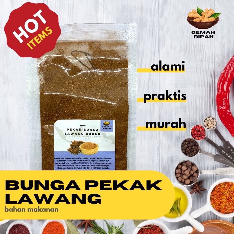 

15gram Pekak Bunga lawang Bubuk Powder 1,5gram Premium Star Anise Powder Bubuk Bajiao Rempah Tradisional Bumbu Dapur Bumbu Kering