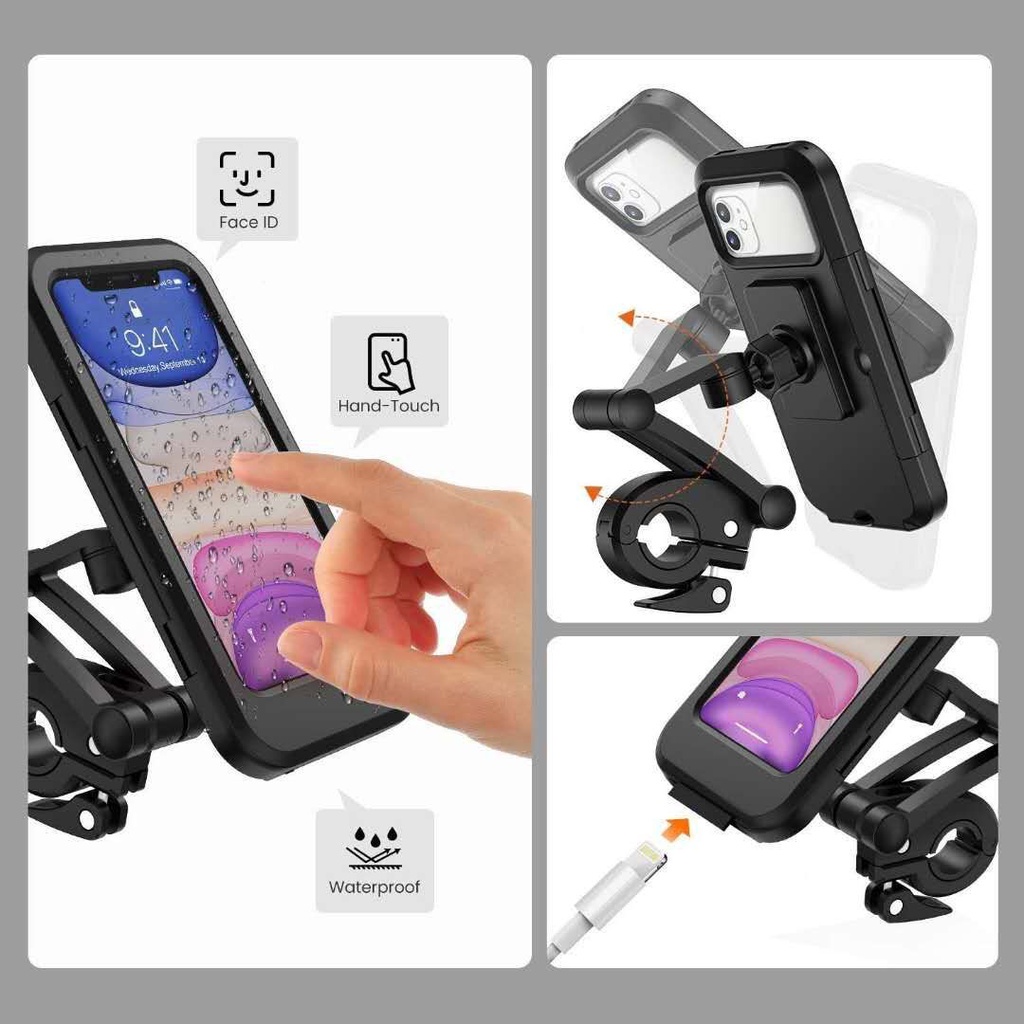 penyangga hp di motor/holder hp motor sepeda/Multifunctional Phone Stand Holder/perawatan /Pemegang ponsel/stand holder hp motor/Tas pemegang ponsel tahan air film pelindung