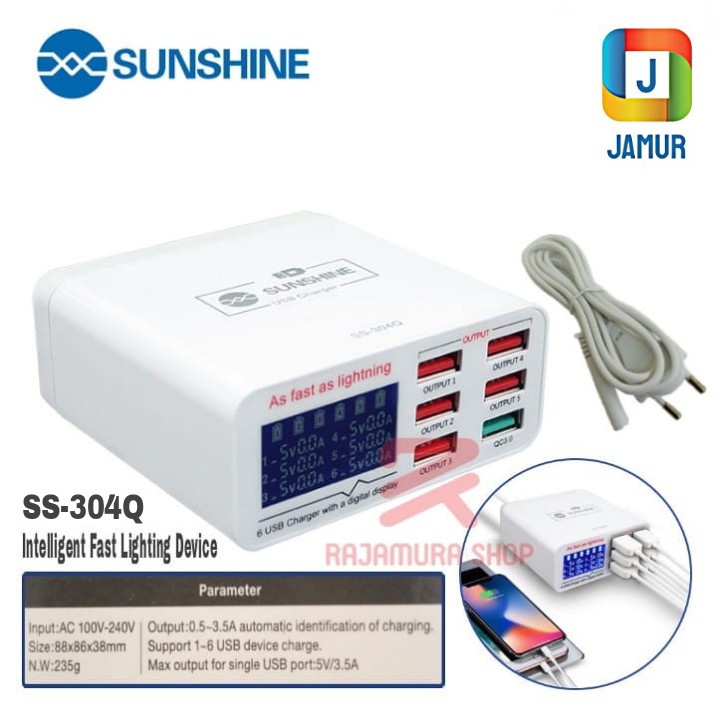 USB ADAPTOR CHARGER SUNSHINE ORIGINAL SS-304Q SS-304D USB FAST CHARGING