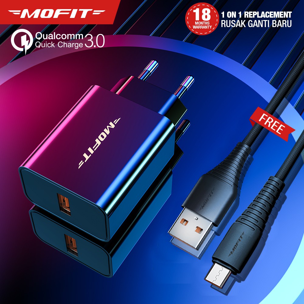 CHARGER MOFIT MQ10 - PLUS KABEL MICRO USB - QUICK CHARGE 3.0