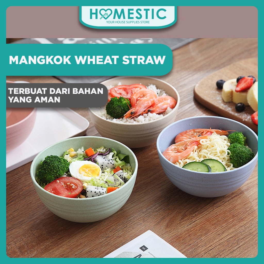 Mangkok Wheat Straw Bowl | Mangkuk Plastik Microwave Warna Warni | Gandum kokoh | BPA Free