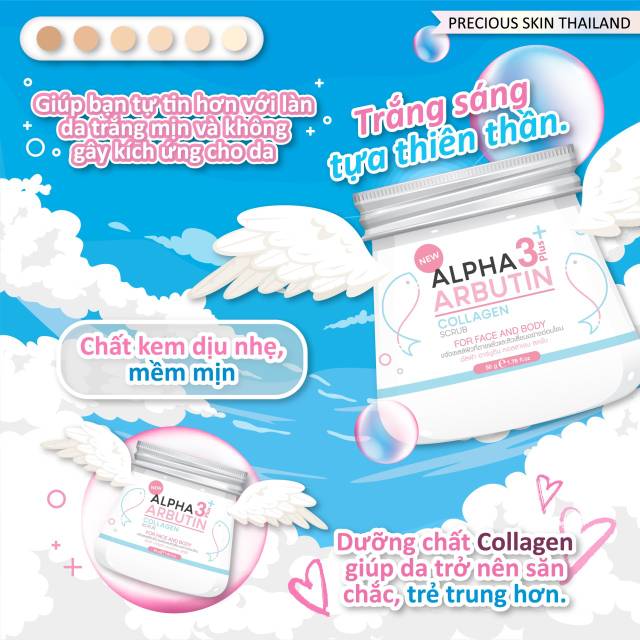 BPOM ALPHA ARBUTIN 3 PLUS COLLAGEN  SCRUB / LULUR PEMUTIH BODY &amp; FACE SUPER LEMBUT / LULUR WAJAH