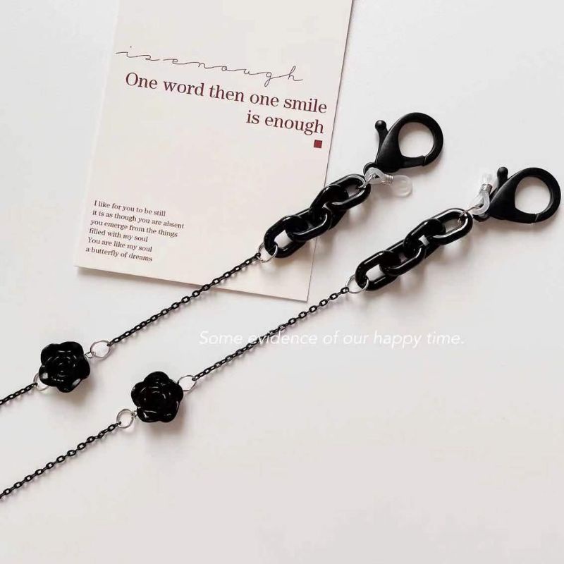 TERMURAH!! COD Promo Strap Masker 2in1 Konektor Hijab Mawar Hitam Import / Gantungan Masker / Tali Masker