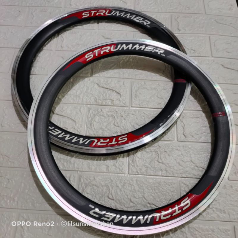 Rims Velg Sepeda 20" Murni Strummer 406 CNC Tinggi 4cm Lubang 32 Holes 1 set/2 pcs (depan belakang)